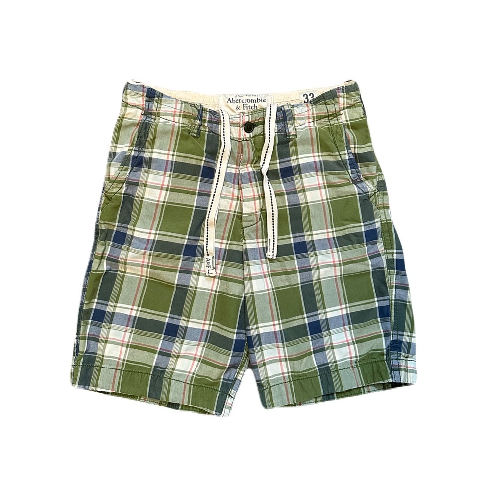 Vintage Abercrombie Fitch Plaid Paratrooper Shorts Mens 33 Y2K Skater Green